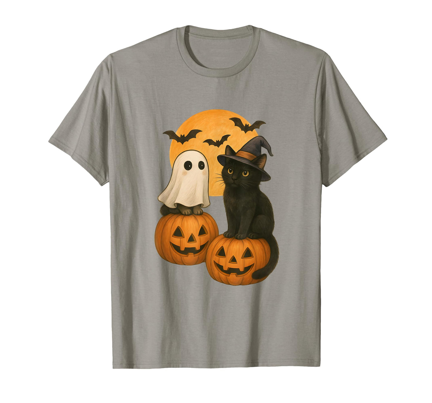 Cute Cats with Halloween Costumes Ghost and Witch Kitten T-Shirt