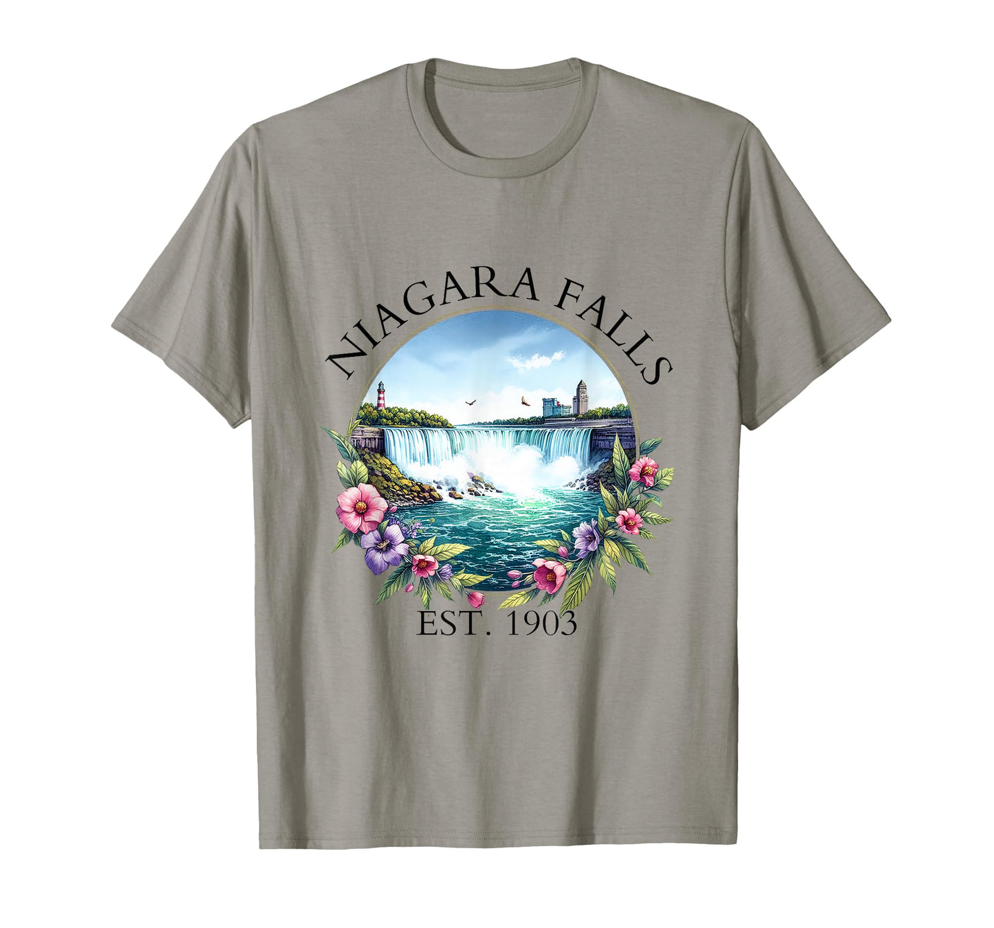 Retro Floral Niagara Falls Trip Outdoor Family Vacation T-Shirt