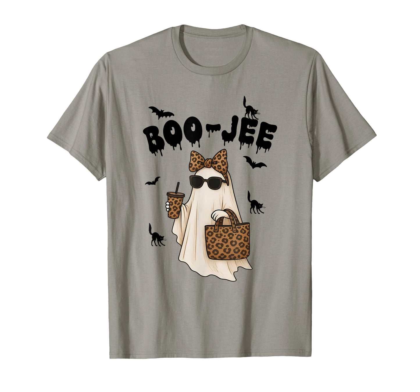 Coquette Leopard Ghost Coffee Boo-JEE Halloween Boujee Ghost T-Shirt