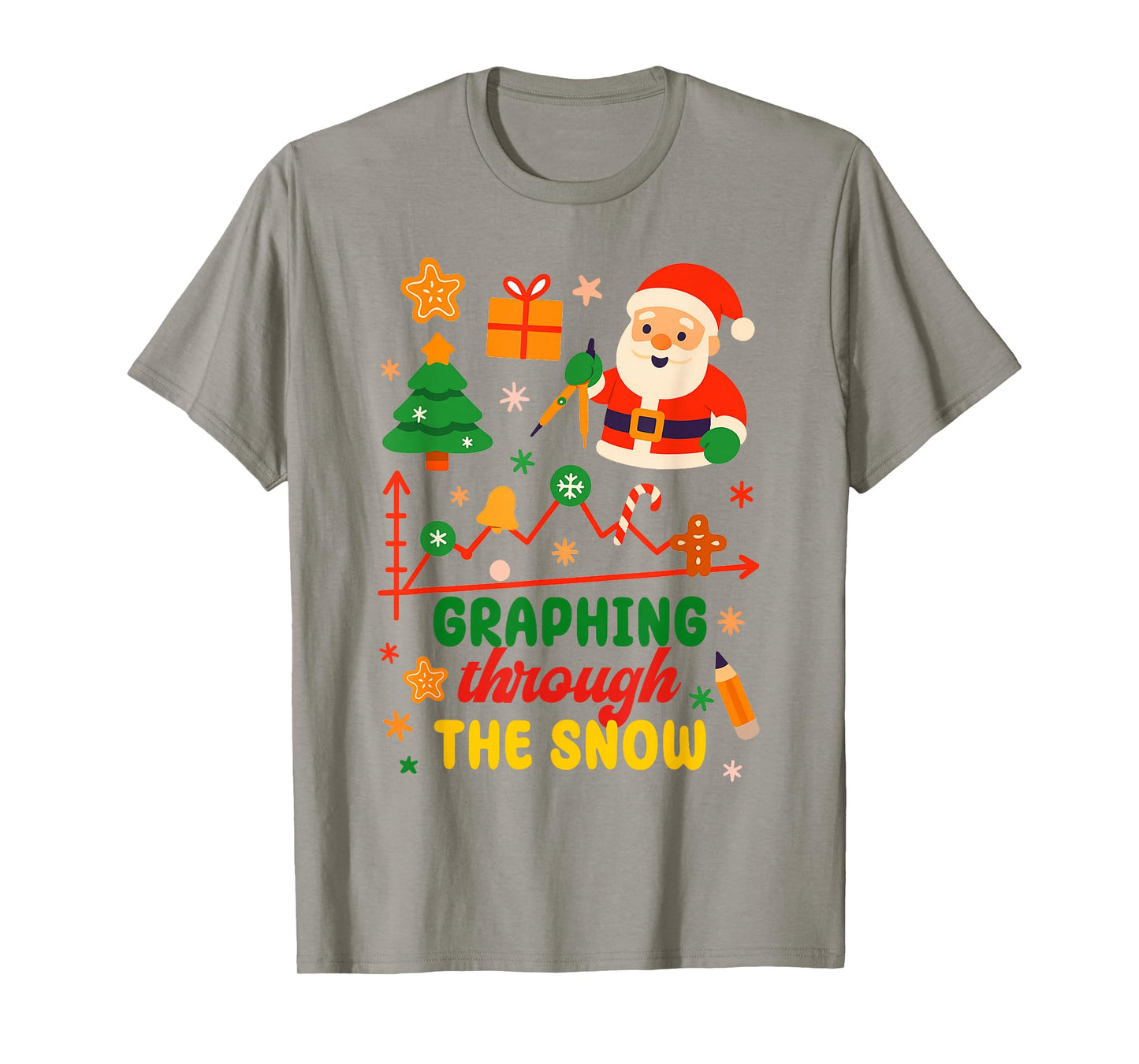 Math Teacher Algebra Pun Christmas Xmas Graphing The Snow T-Shirt