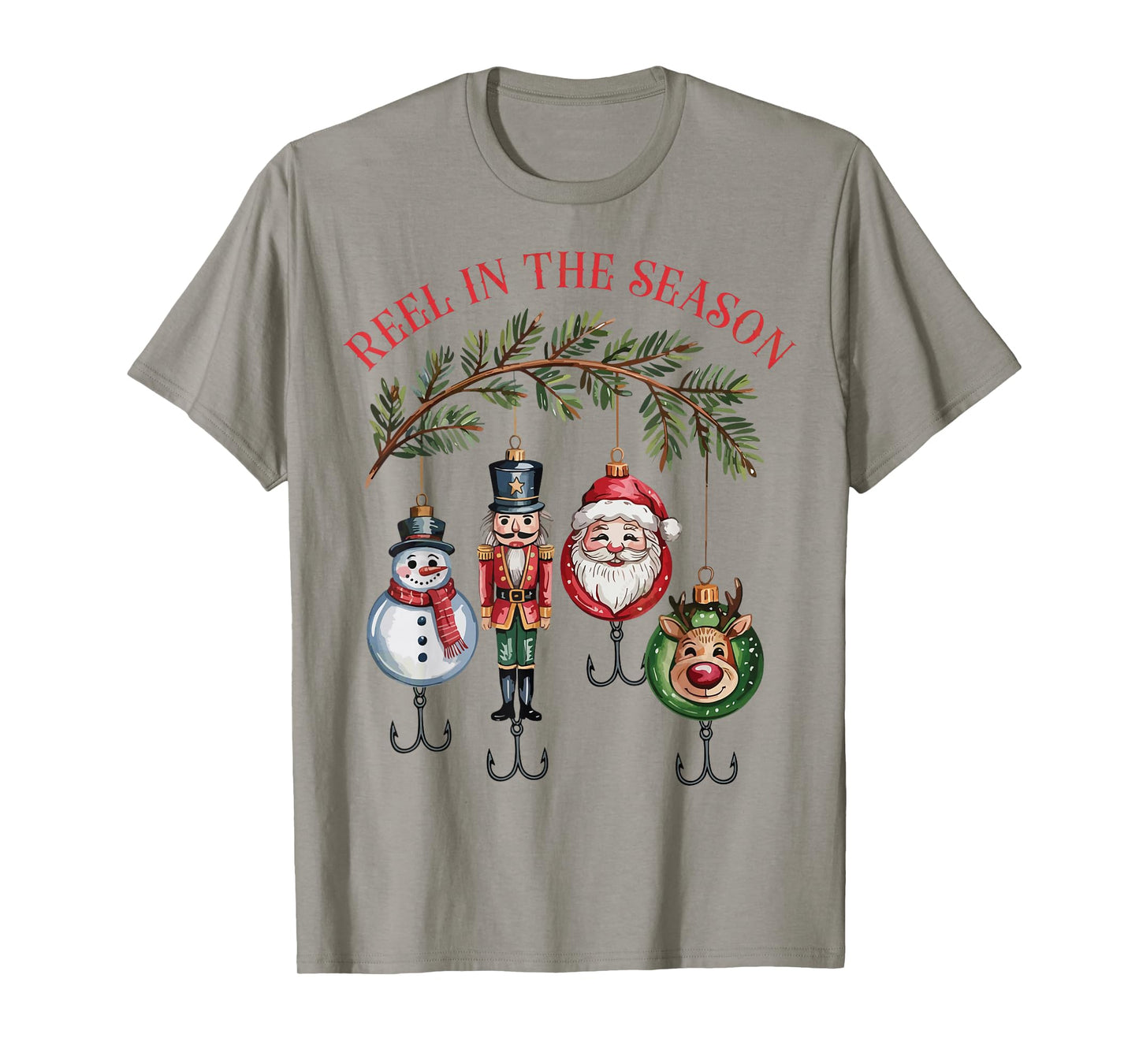 Funny Fisherman Christmas Santa Fishing Reel in The Season T-Shirt