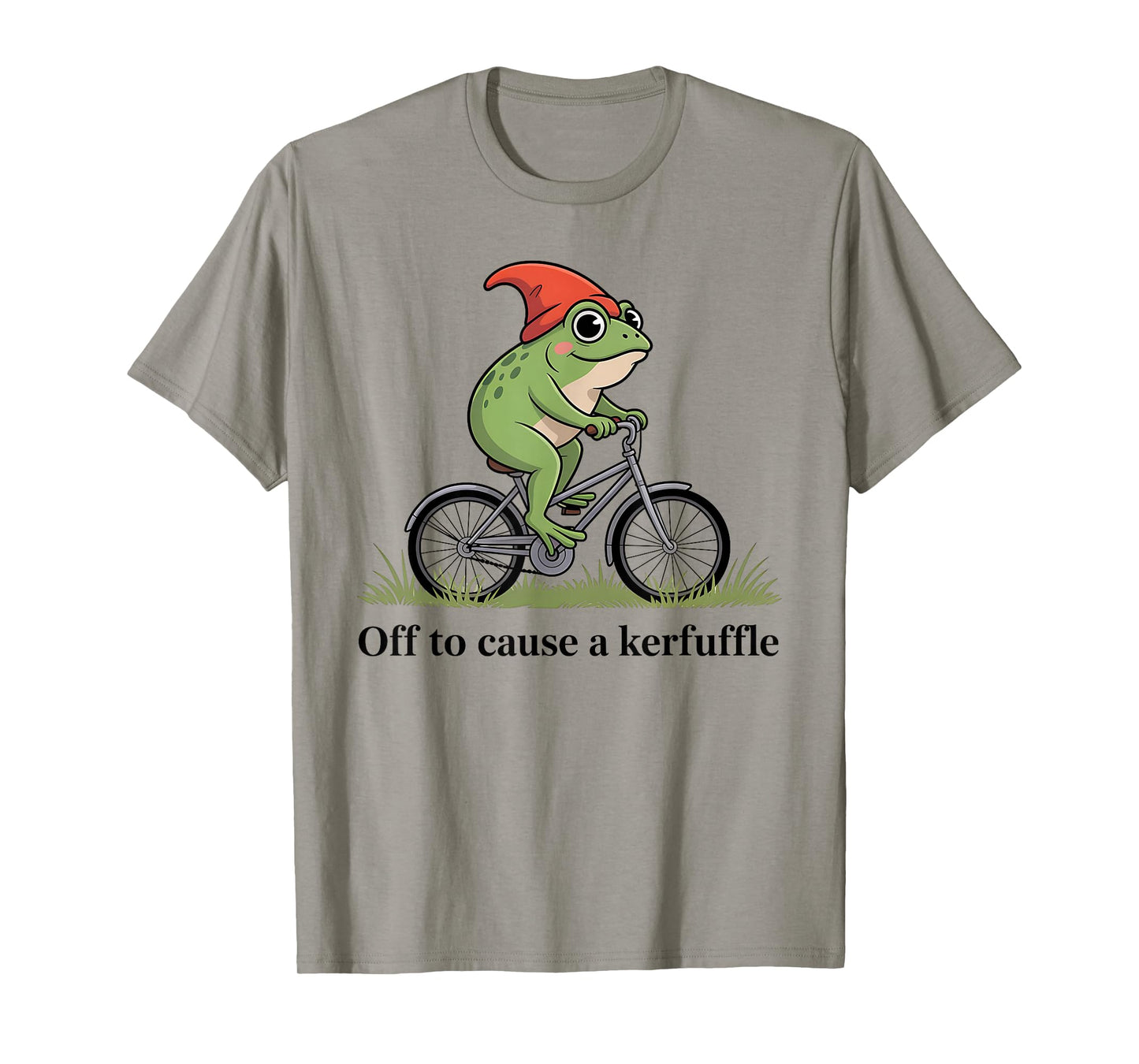 Off to Cause a kerfuffle Funny Frog on Bike T-Shirt