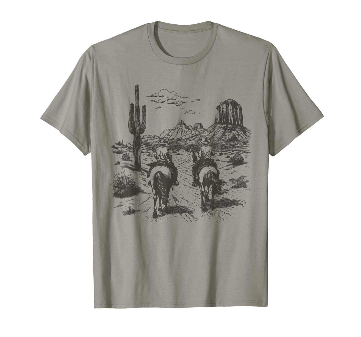 Vintage Cowboy Riding Horse Western Desert Mountain Country T-Shirt