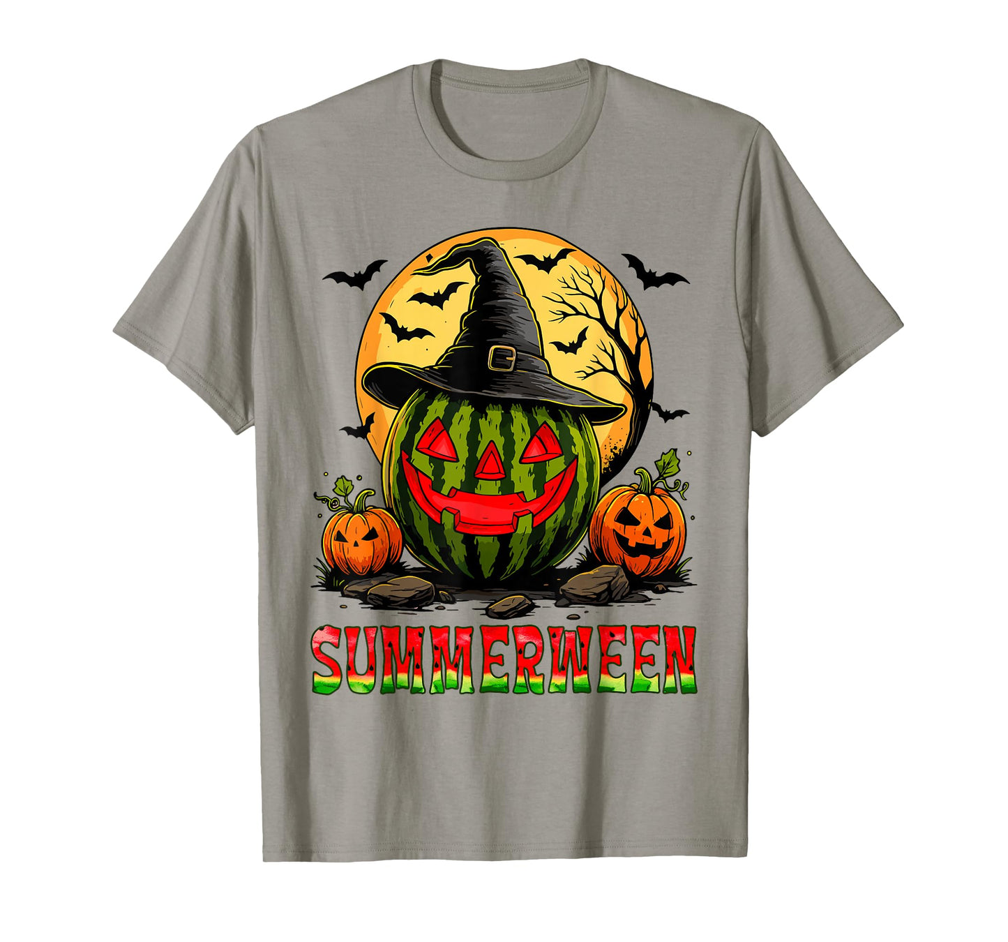 Summerween Watermelon Witch Hat Halloween Summer Vacation T-Shirt