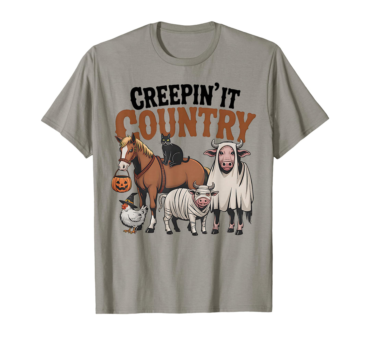 Creepin It Country Halloween, Spooky Farm Animals Tee T-Shirt
