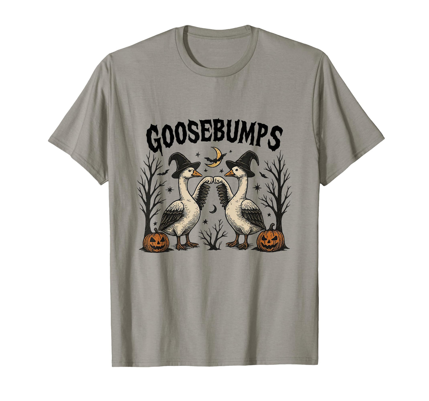 Goosebumps Spooky Halloween Funny Goose Meme Pumpkin & Ghost T-Shirt