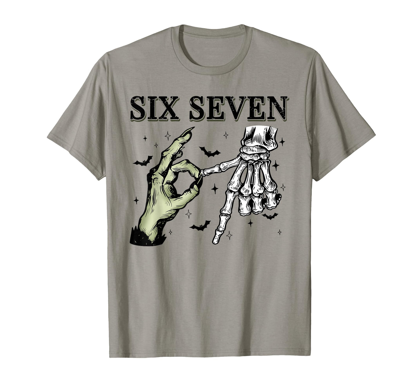 67 Six Seven Witch Skeleton Halloween Meme Funny Design T-Shirt