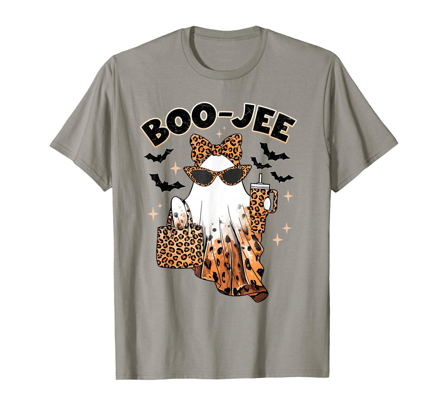 Coquette Leopard Ghost Coffee Boo-JEE Halloween Boujee Ghost T-Shirt