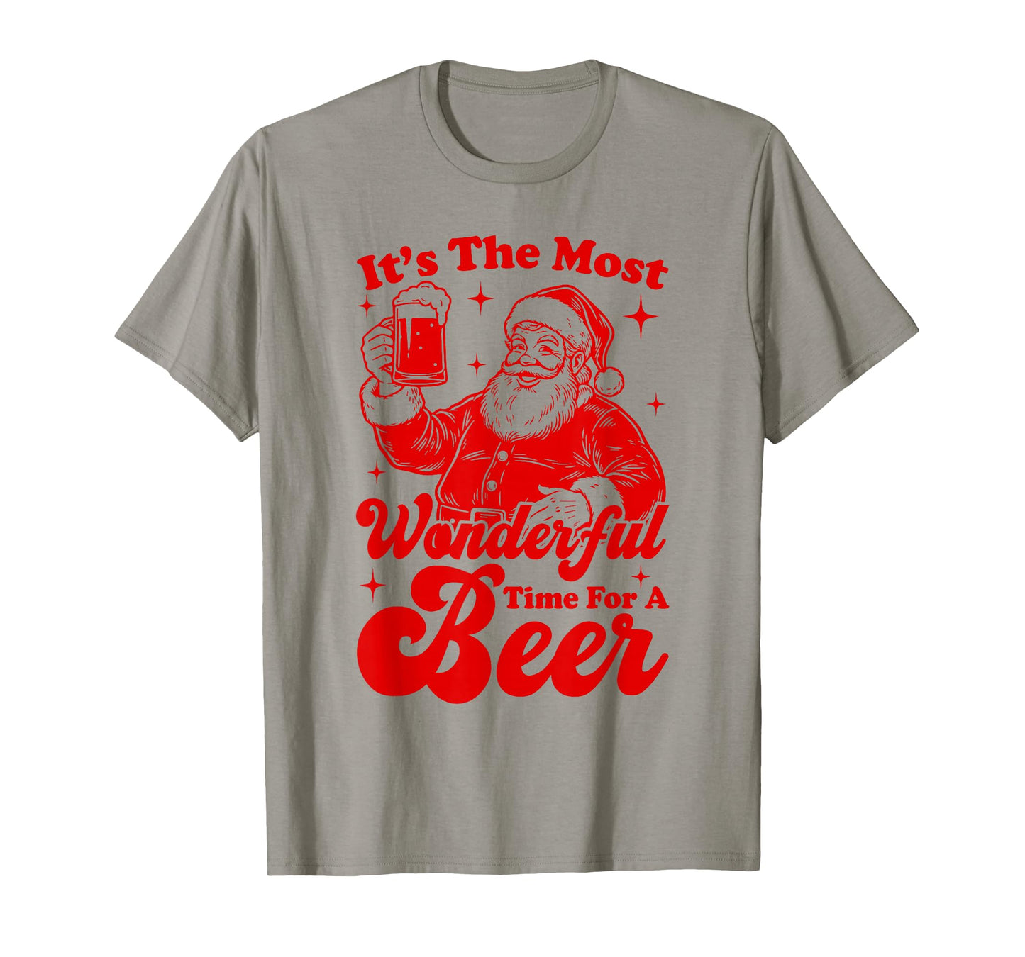 It's The Most Wonderful Time for A Beer Funny Santa Drinking T-Shirt