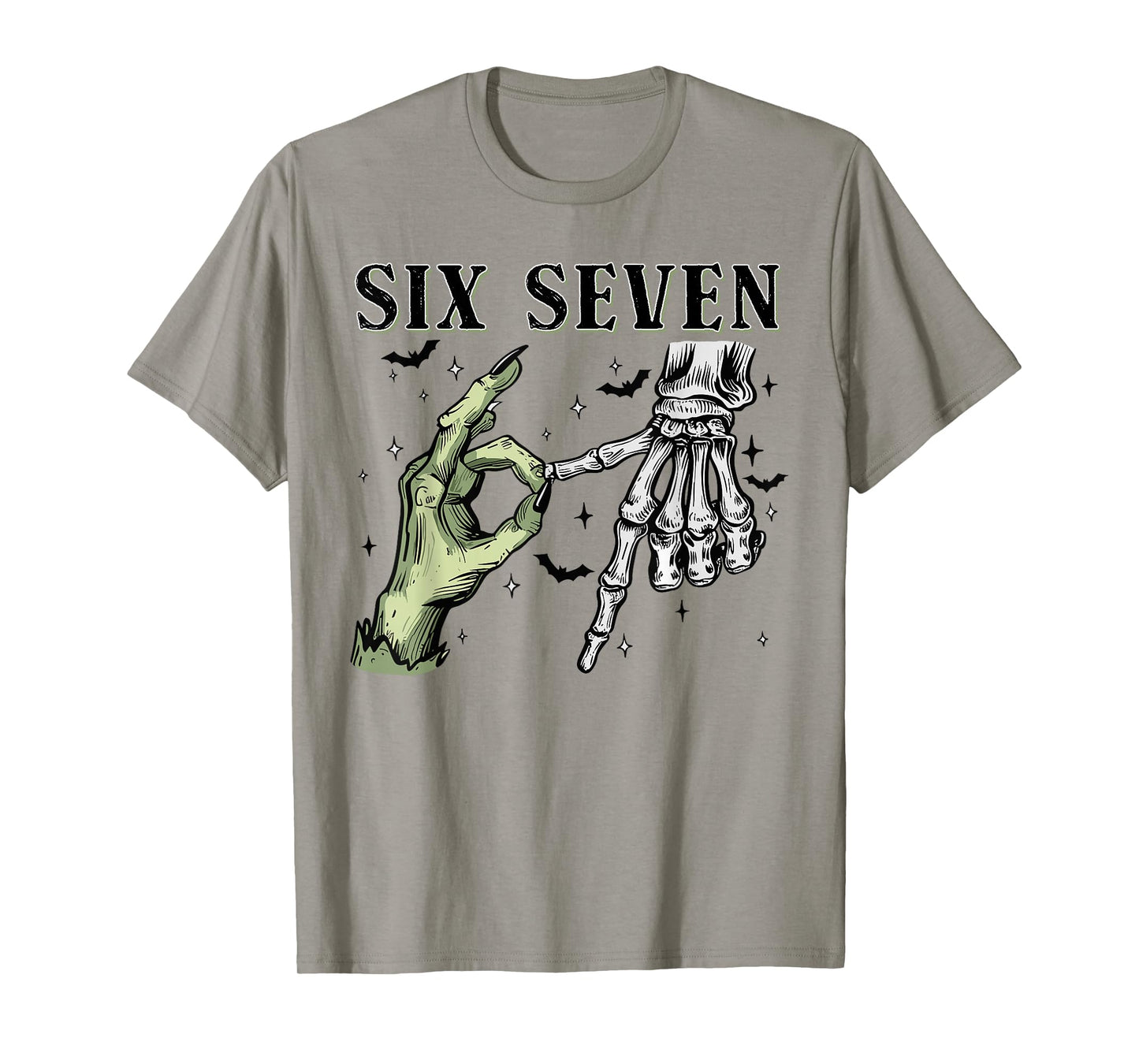 Six Seven 6 7 Meme Funny Witch Skeleton Hands T-Shirt