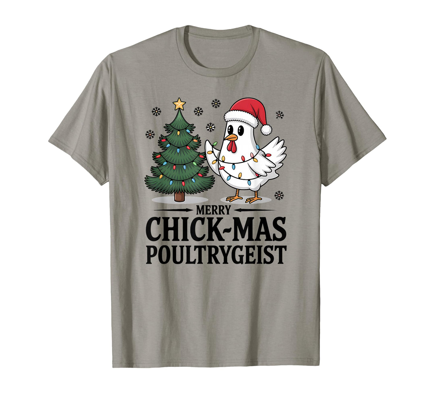 Merry Chick-mas Poultrygeist Funny Chicken Ghost Christmas T-Shirt
