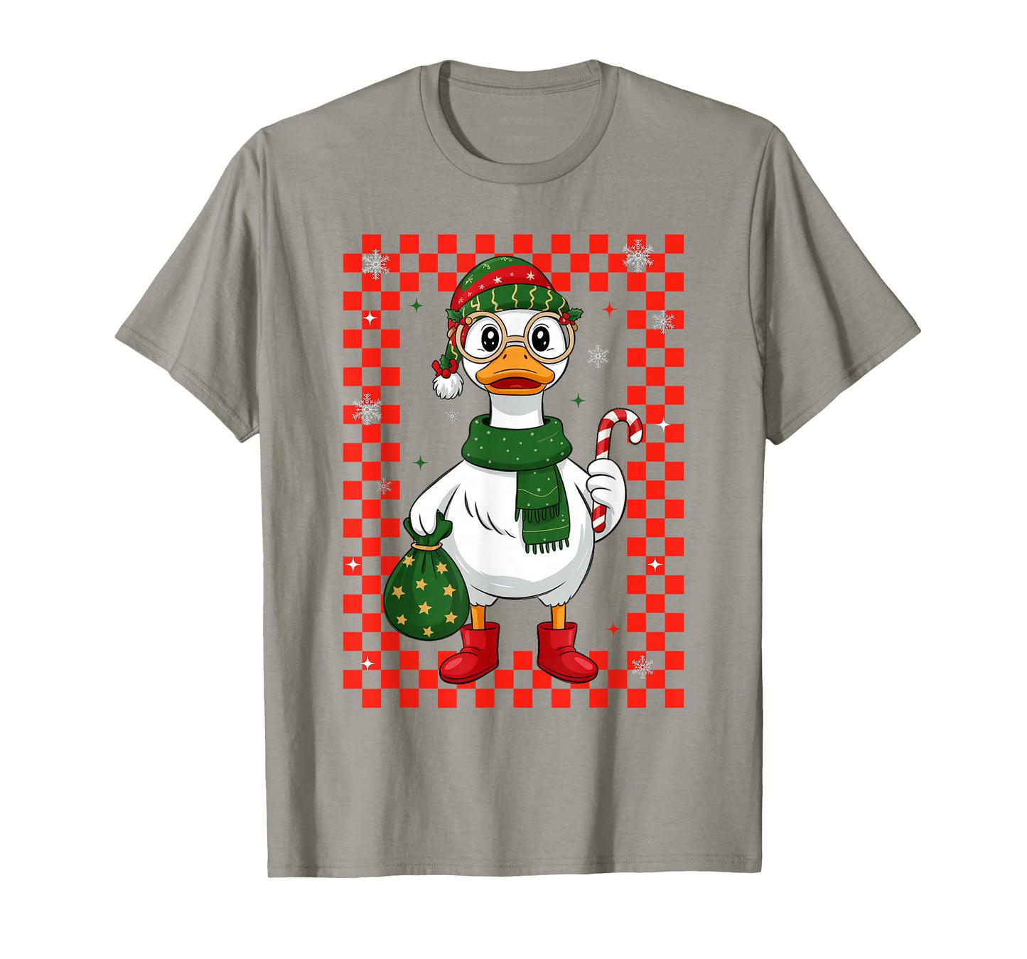 Christmas Candy Cane Goose Matching Couple Xmas Boys Girls T-Shirt
