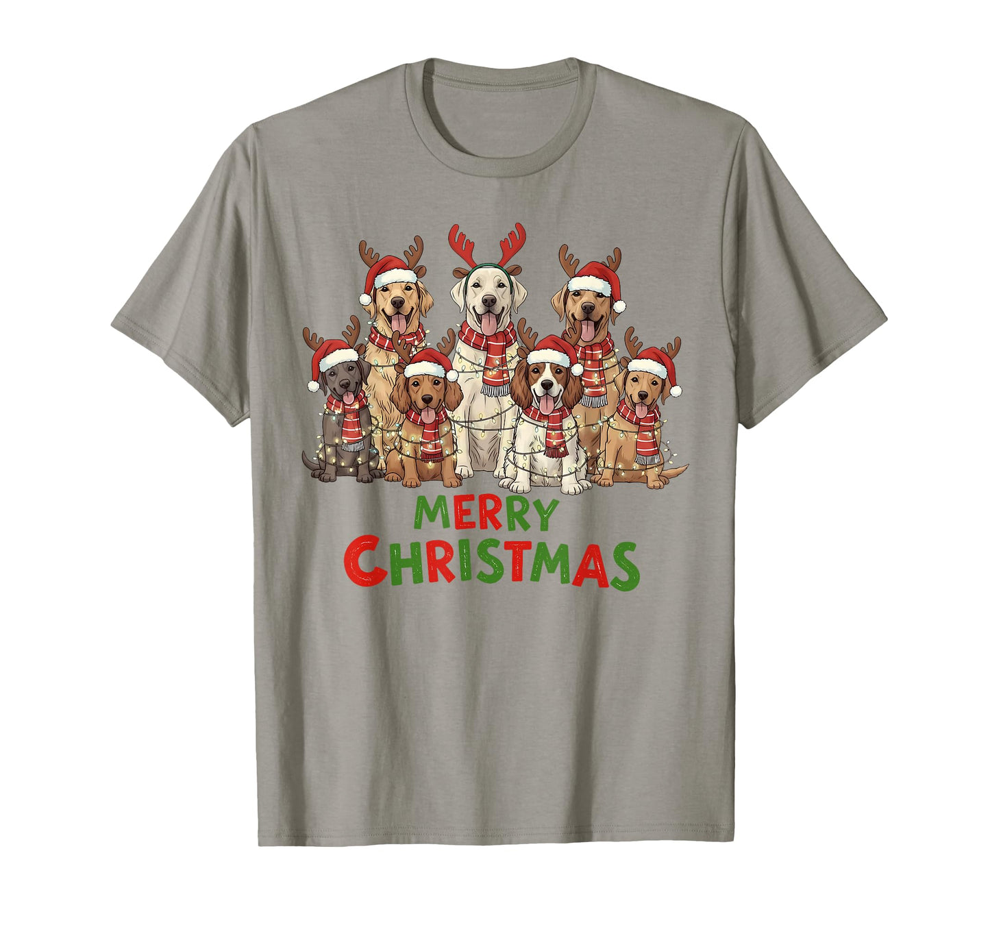 Christmas Dogs Xmas Santa Hat Dog Lover Dog Mom Dog Dad T-Shirt