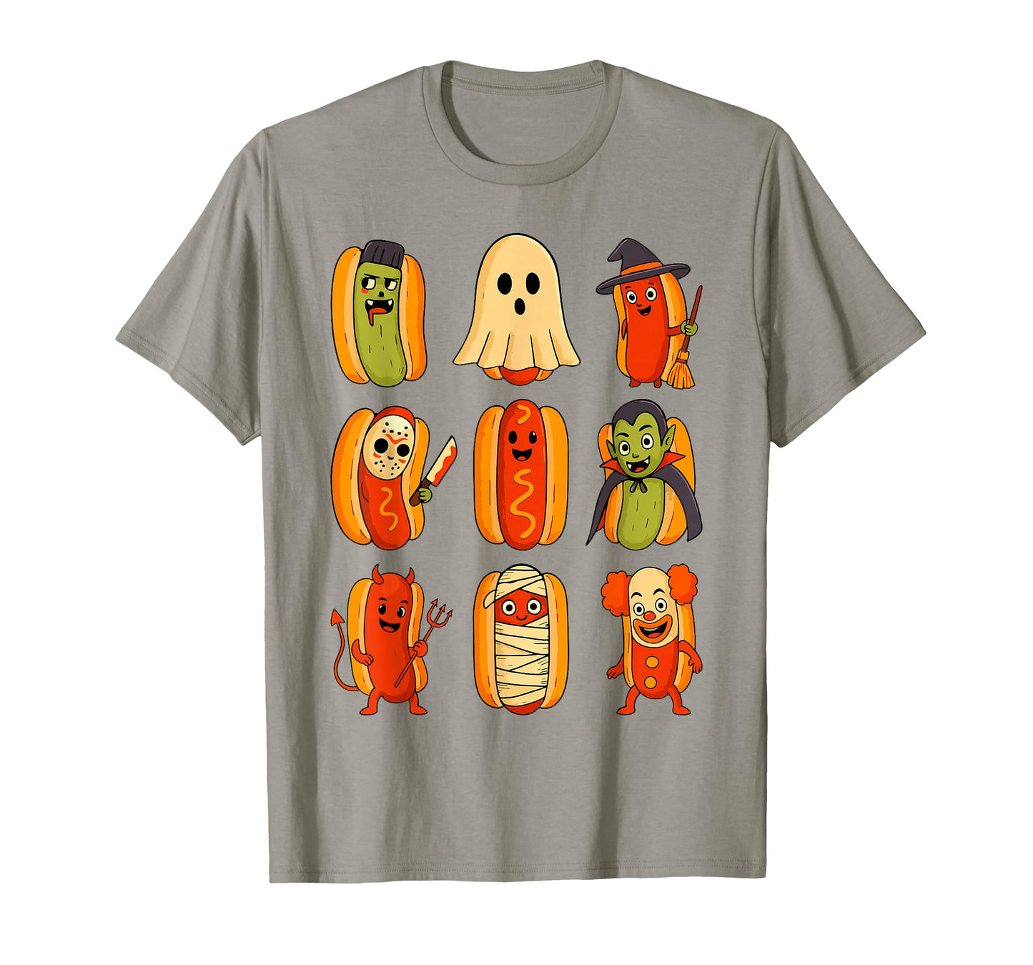 Funny Hotdogs in Ghost Mummy Witch Costume Halloween Kids T-Shirt