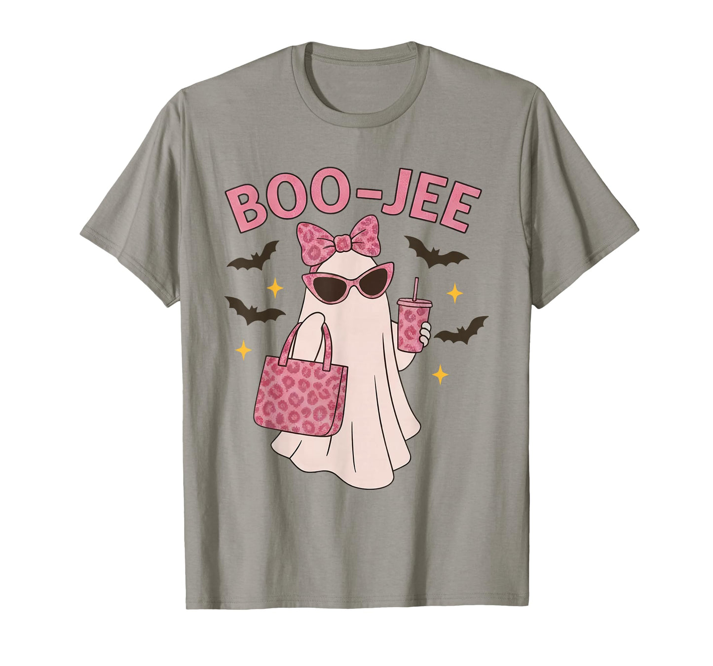 Coquette Leopard Ghost Coffee Boo-JEE Halloween Boujee Ghost T-Shirt
