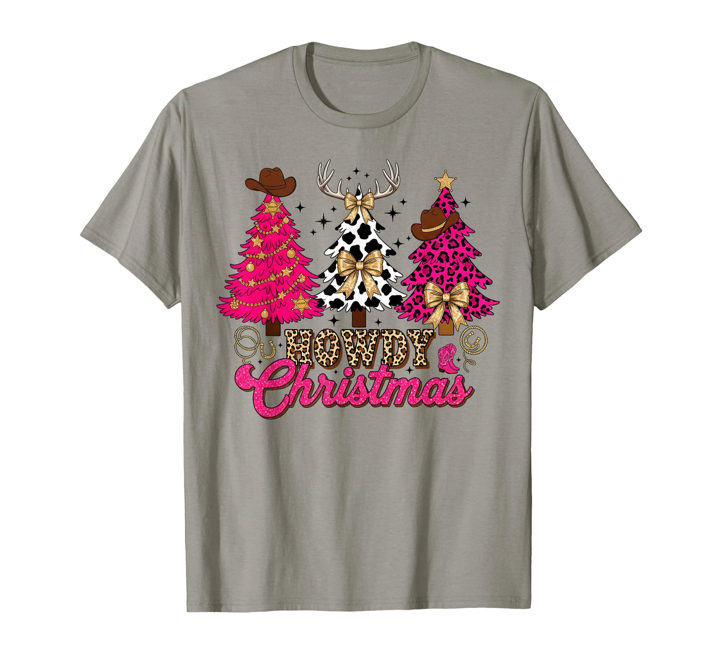 Howdy Christmas Tree Coquette Bow Western Xmas Pjs Cowgirl T-Shirt