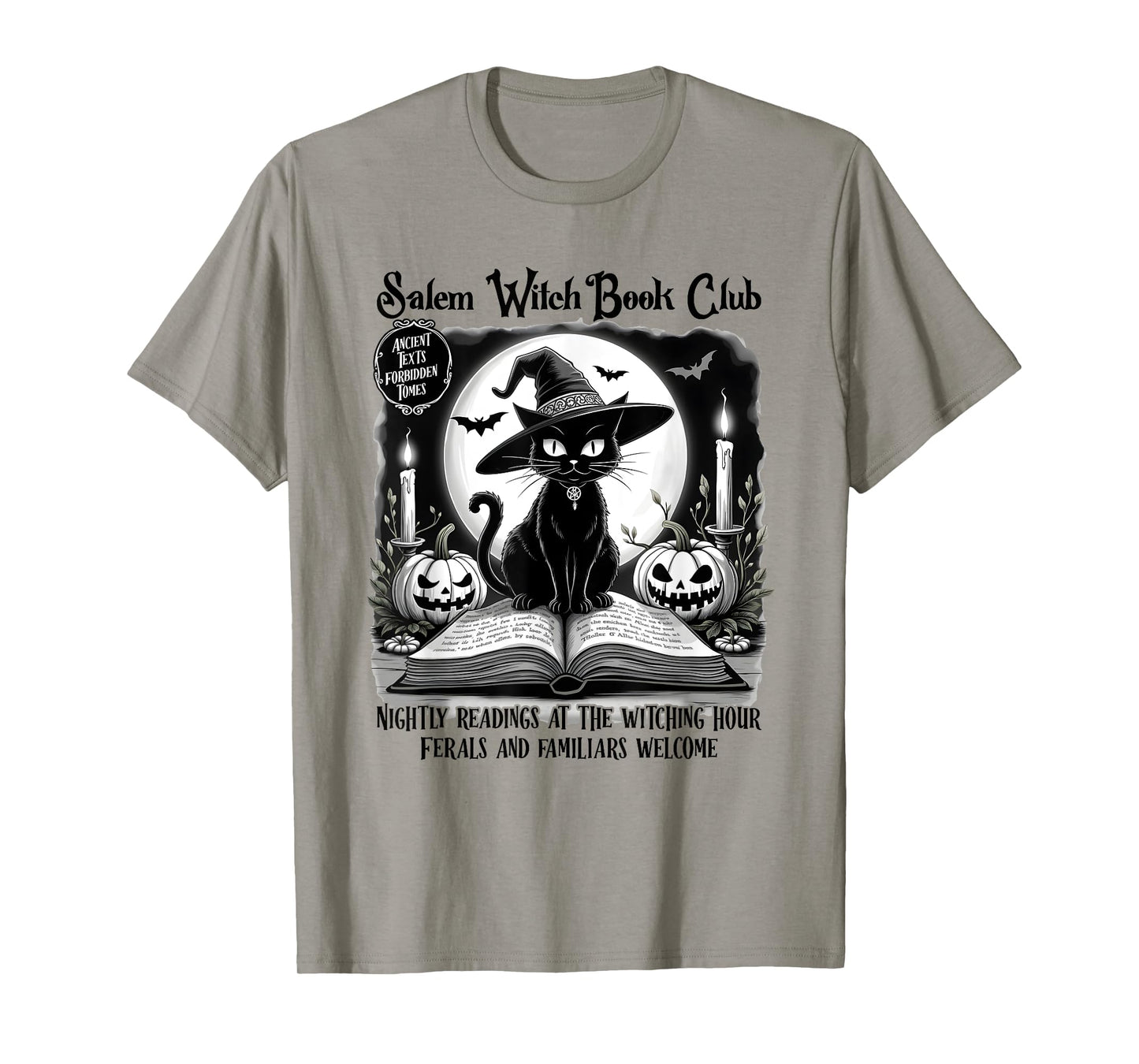 Salem Witch Book Club Spooky Halloween Black Cat Book Lovers T-Shirt for Men Women Kids