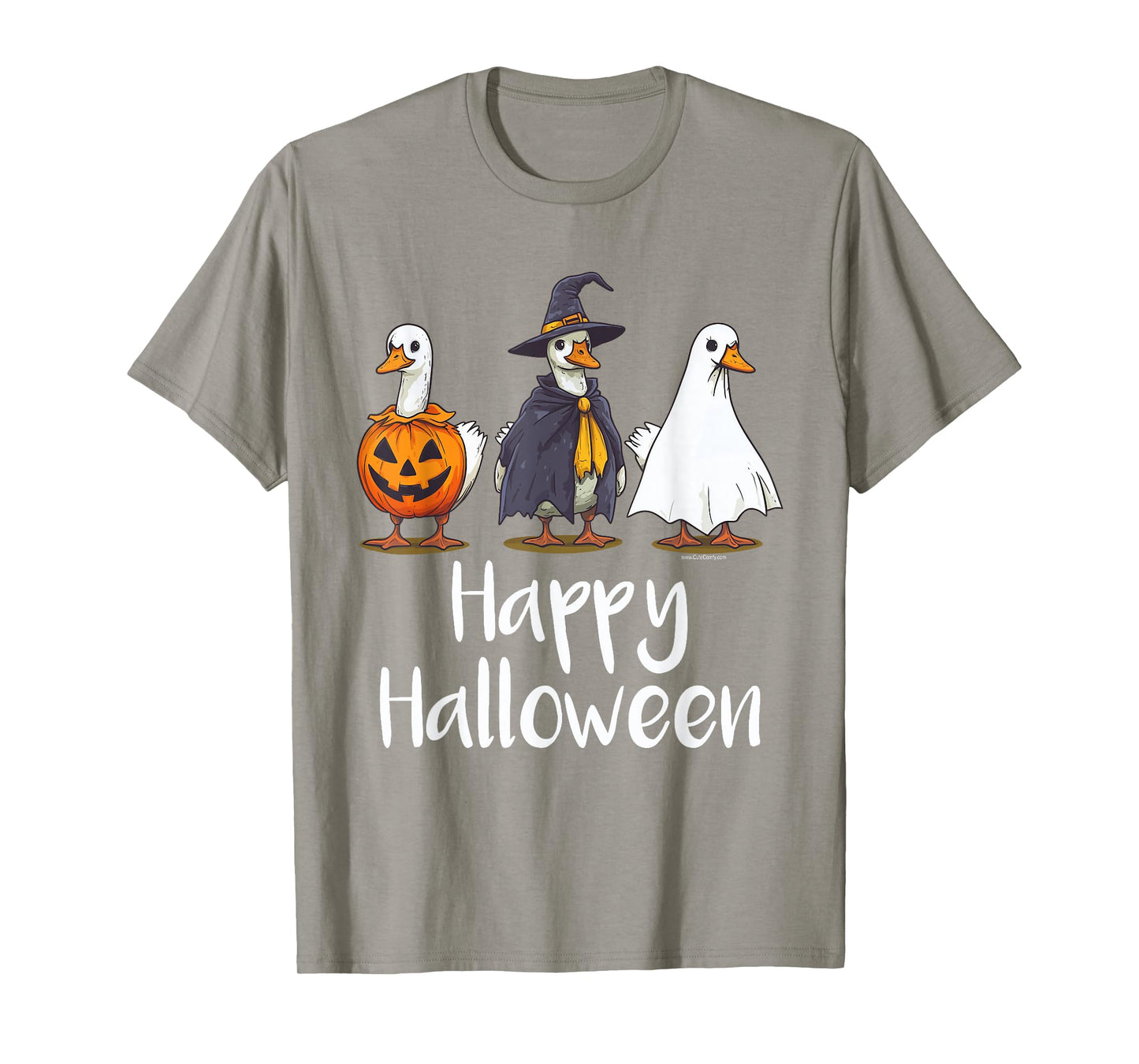Happy Halloween Geese in Costumes Funny Silly Teacher Goose T-Shirt