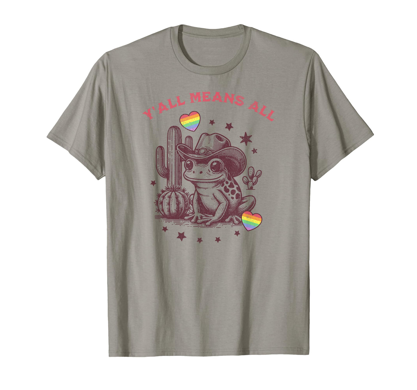 LGBTQ Flag Y'all LGBTQ Means All Cowgirl Cowboy Frog Funny T-Shirt