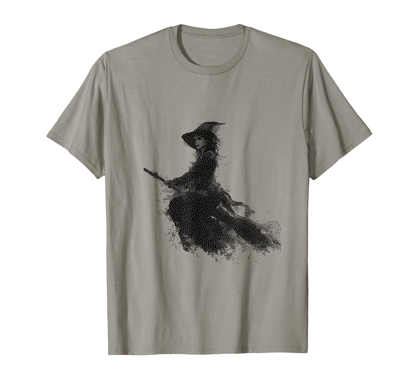 Flying Witch on Broom Halloween Design T-Shirt