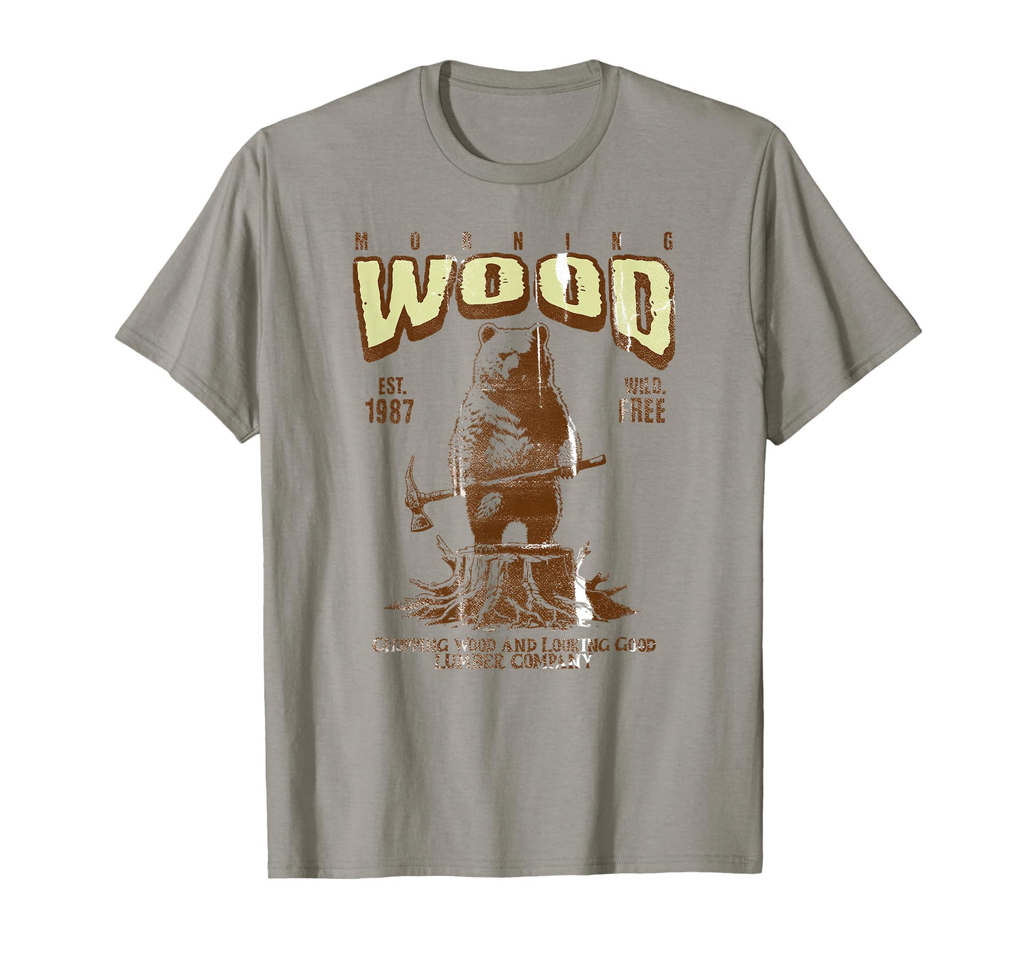 Funny Vintage Lumberjack Logo, Morning Wood Lumber T-Shirt
