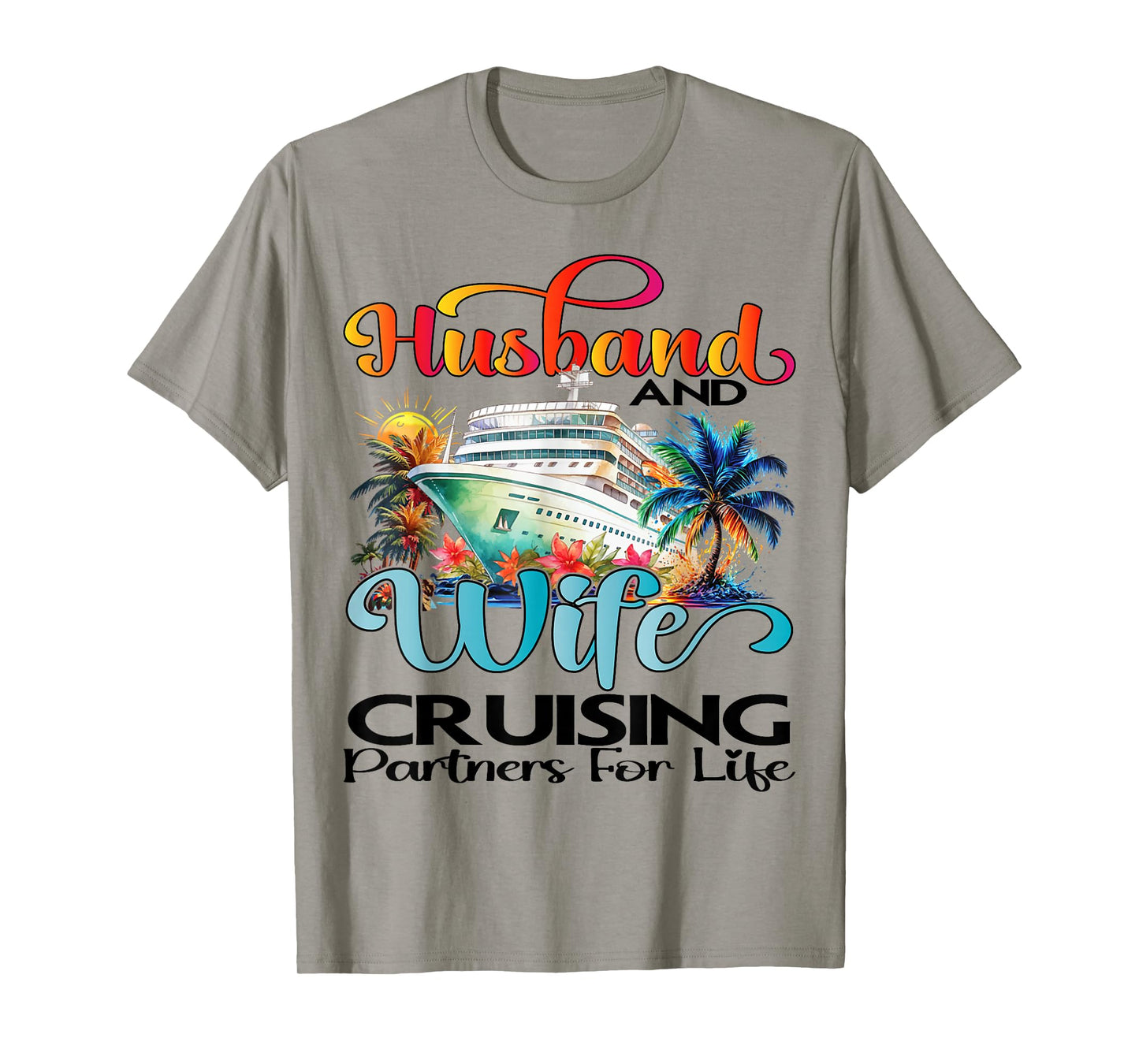 Husband Wife Partner Cruise Together 2025 Matching Unisex-Adults T-Shirt White Small Short Sleeve Cotton 80% Polyester 20% Couples Matching T-Shirt