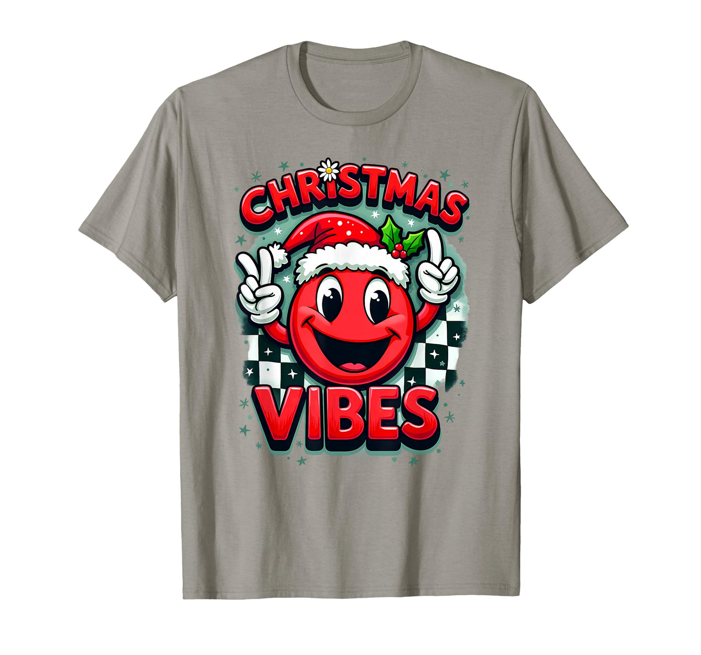 Santa Hat Smile Emoticon Christmas Vibes T-Shirt