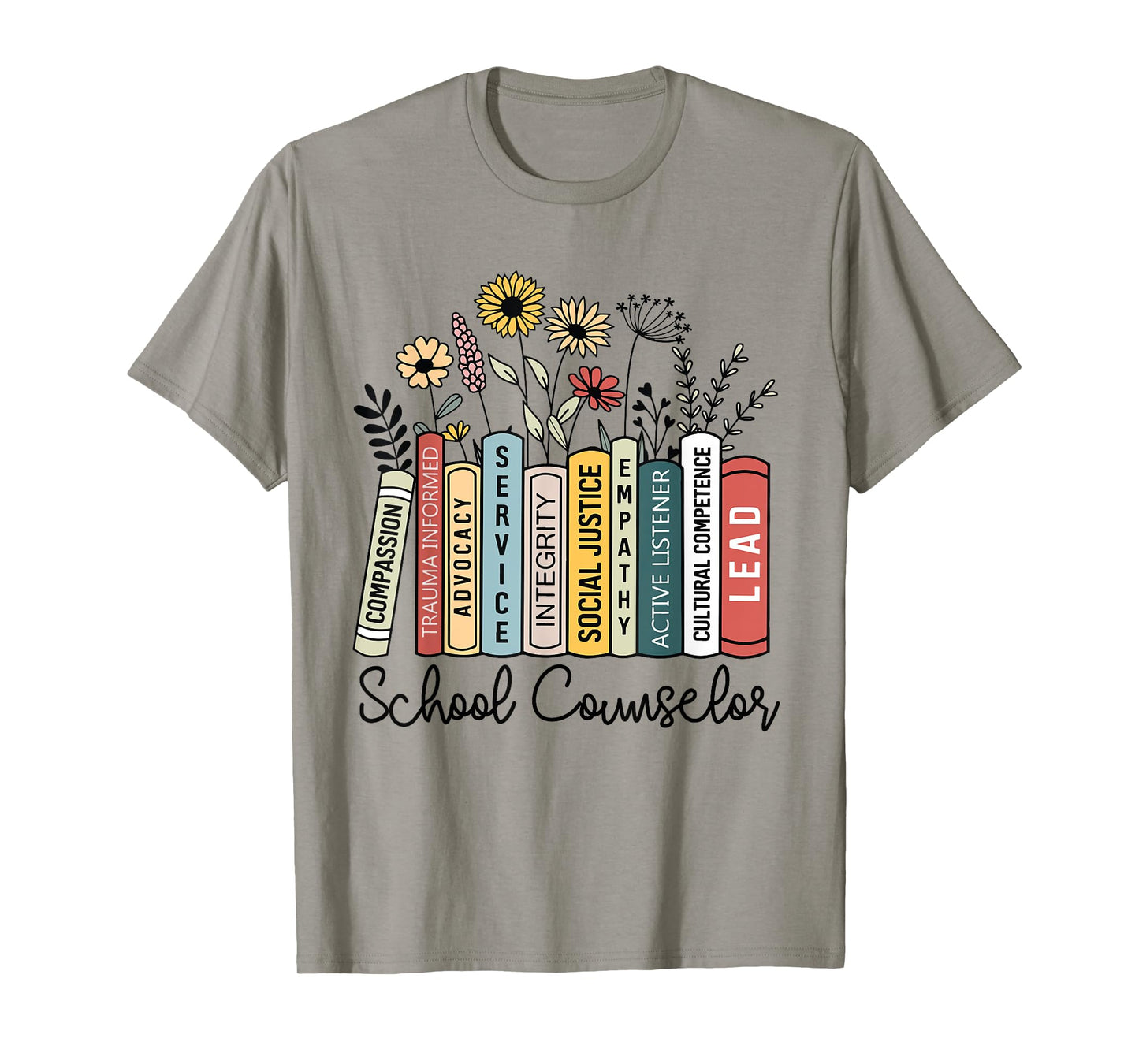 School Counselor Wildflower Book School Counseling Life T-Shirt