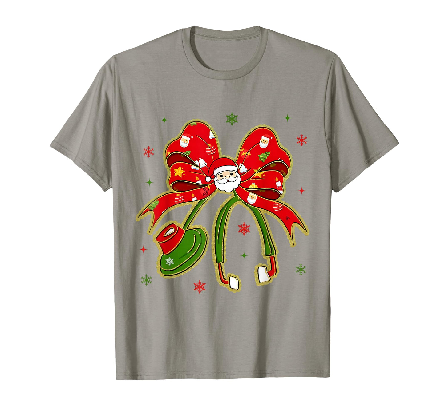Nurse Christmas Stethoscope Nurses Xmas Pajamas Santa Women T-Shirt