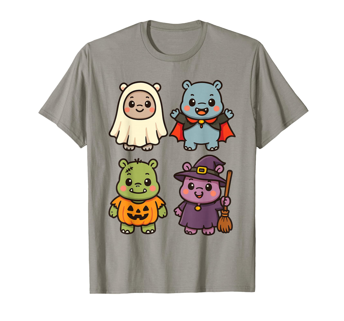 Funny Hippo Halloween Ghost Witch Zombie Costume for Boys T-Shirt