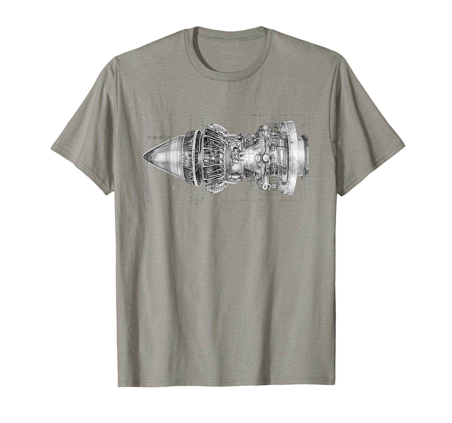 Vintage Jet Engine Block Blueprint Diagram – Men's Graphic T-Shirt