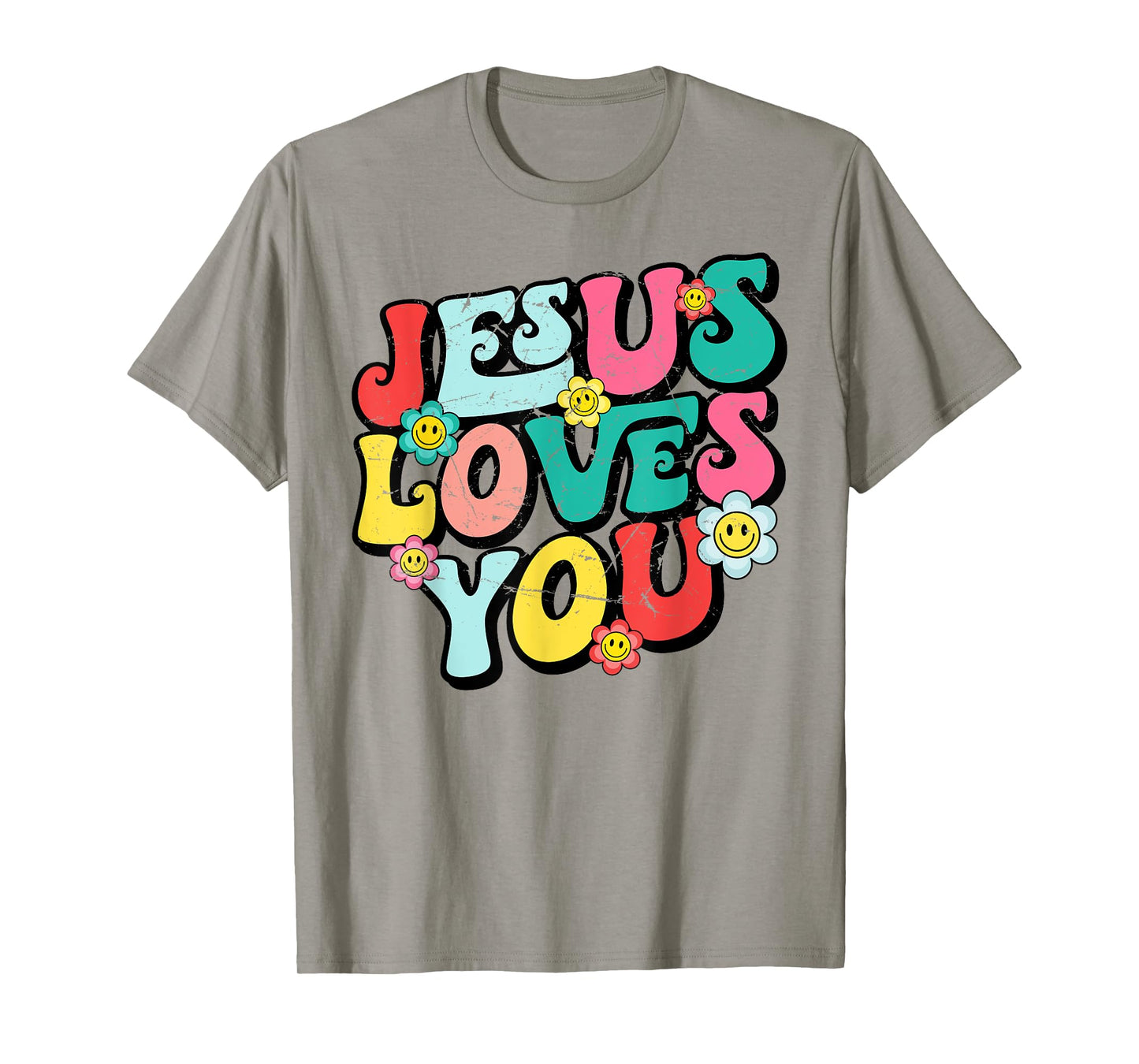 Jesus Loves You Retro Vintage Groovy Style Men Womens T-Shirt