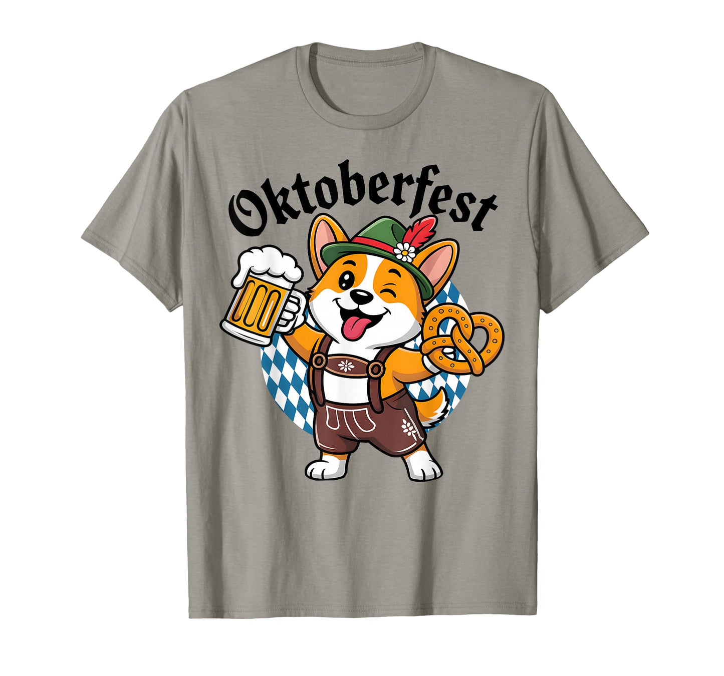 Oktoberfest Corgi Lederhosen Beer Pretzel Design Cute Dog T-Shirt