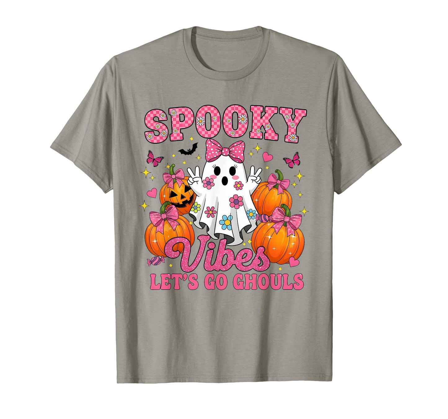 Spooky Vibes Let's Go Ghouls Ghost Trick Or Treat Halloween T-Shirt