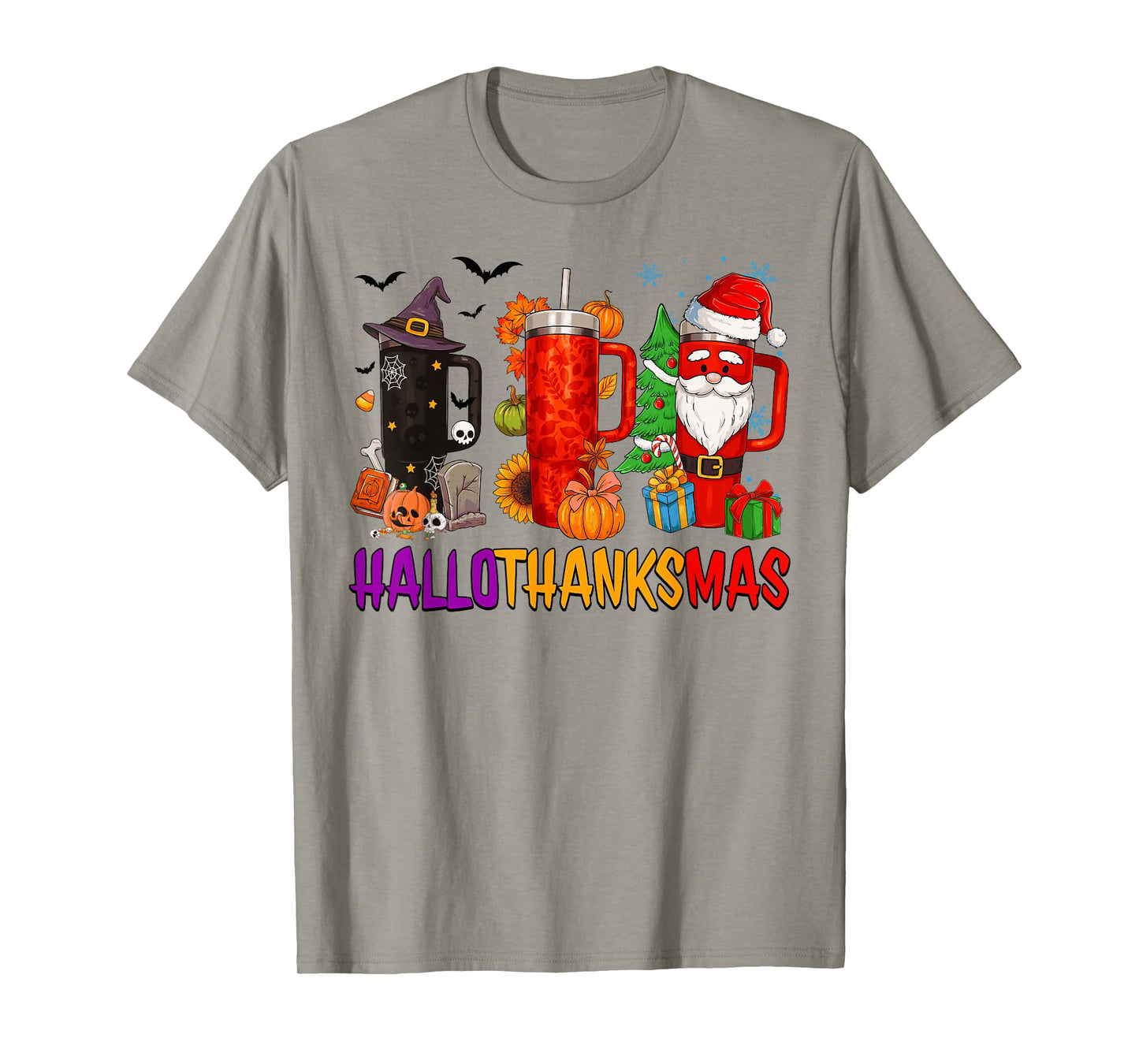 Happy Hallothanksmas Funny Halloween Thanksgiving Christmas T-Shirt
