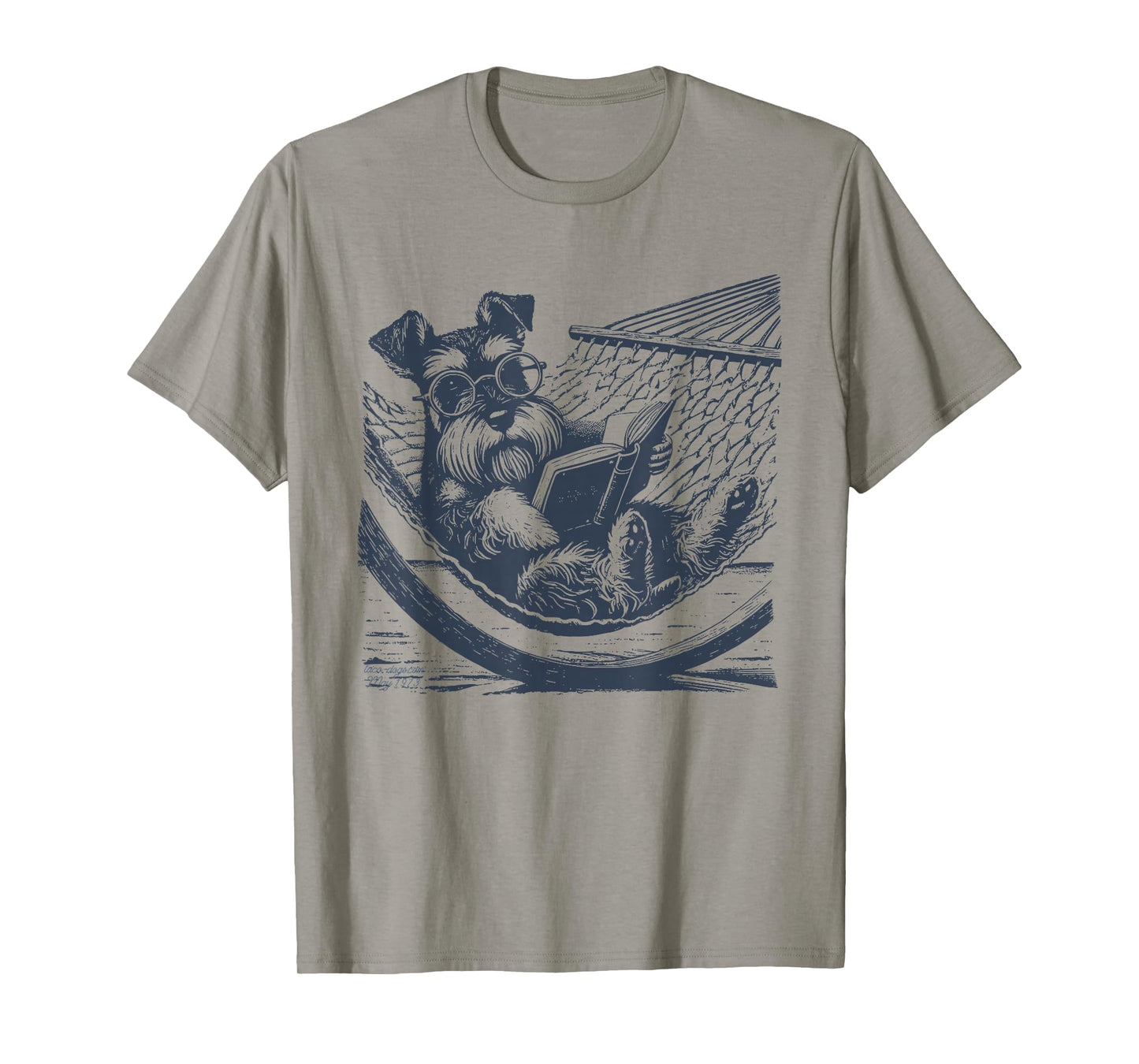 Schnauzer Hammock, Reading Book, Schnauzer Glasses T-Shirt
