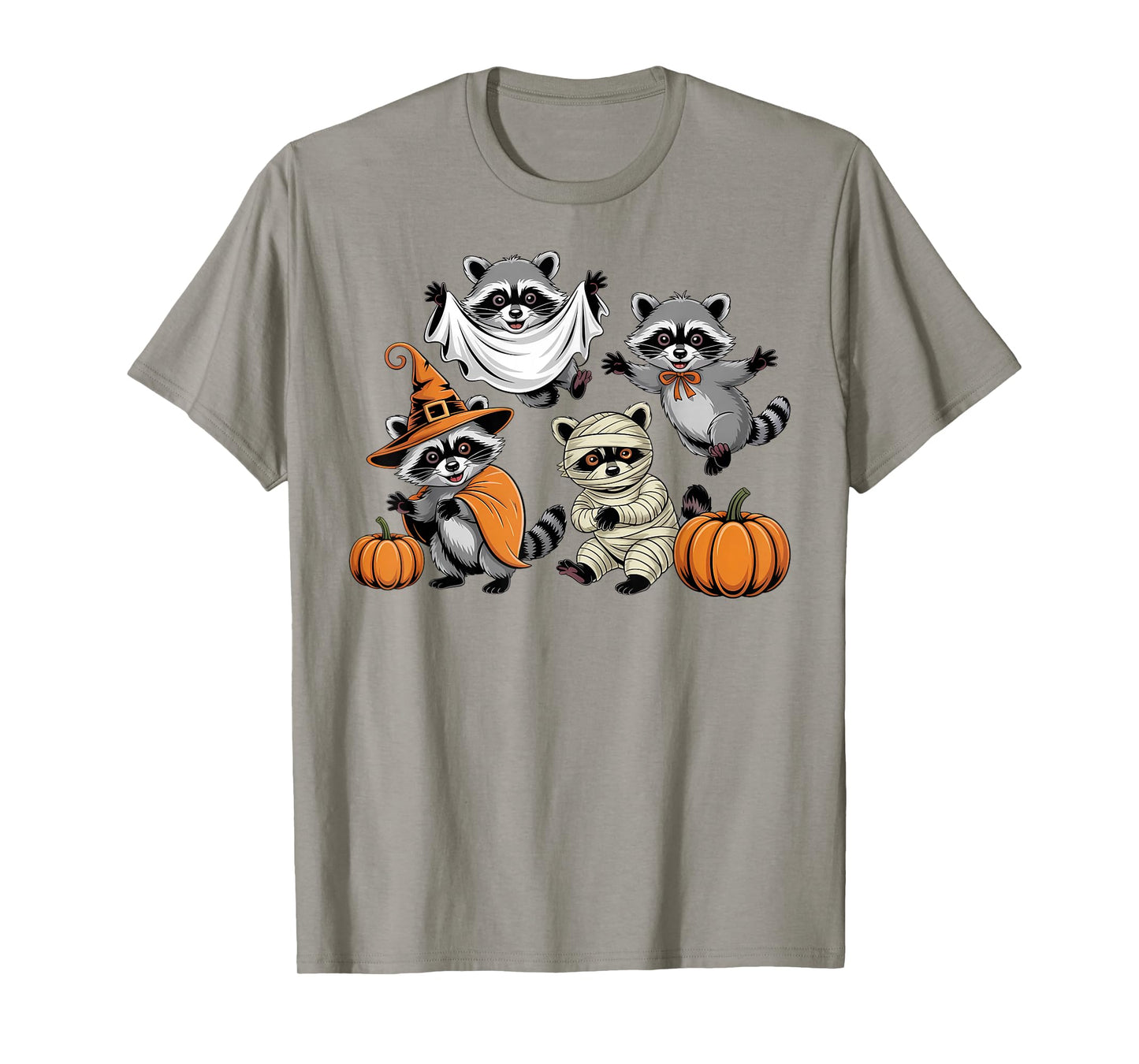 Spooky and Feral Halloween Witch Raccon Ghost Mummy Costume T-Shirt