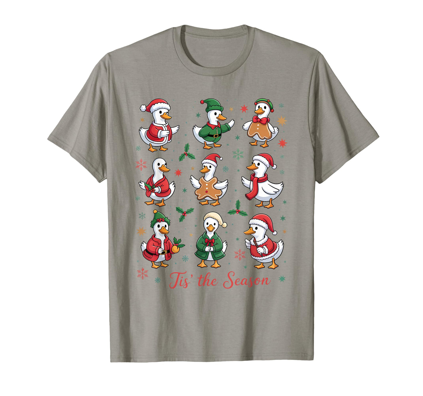 Retro Silly Goose Santa Cute Merry Christmas Tis The Season T-Shirt