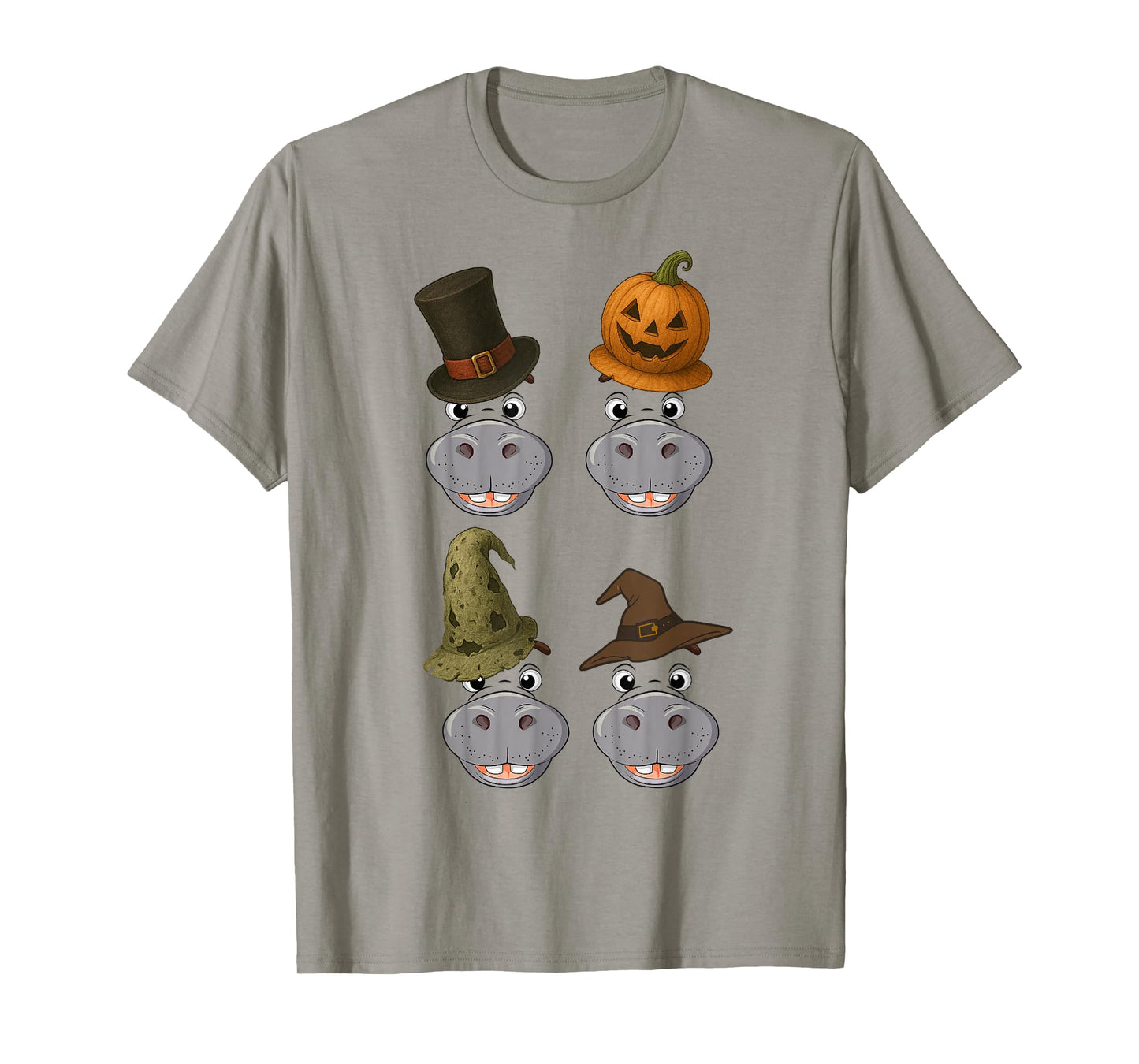 Hippo Spooky Ghost Horror Pumpkin Zombie Halloween T-Shirt
