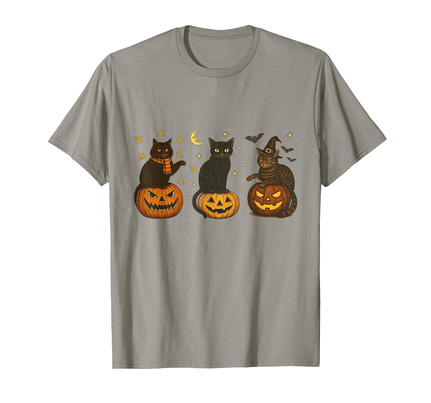 Black Cat On Pumpkin Halloween Witch Cat Pumpkin Fall Vibes T-Shirt