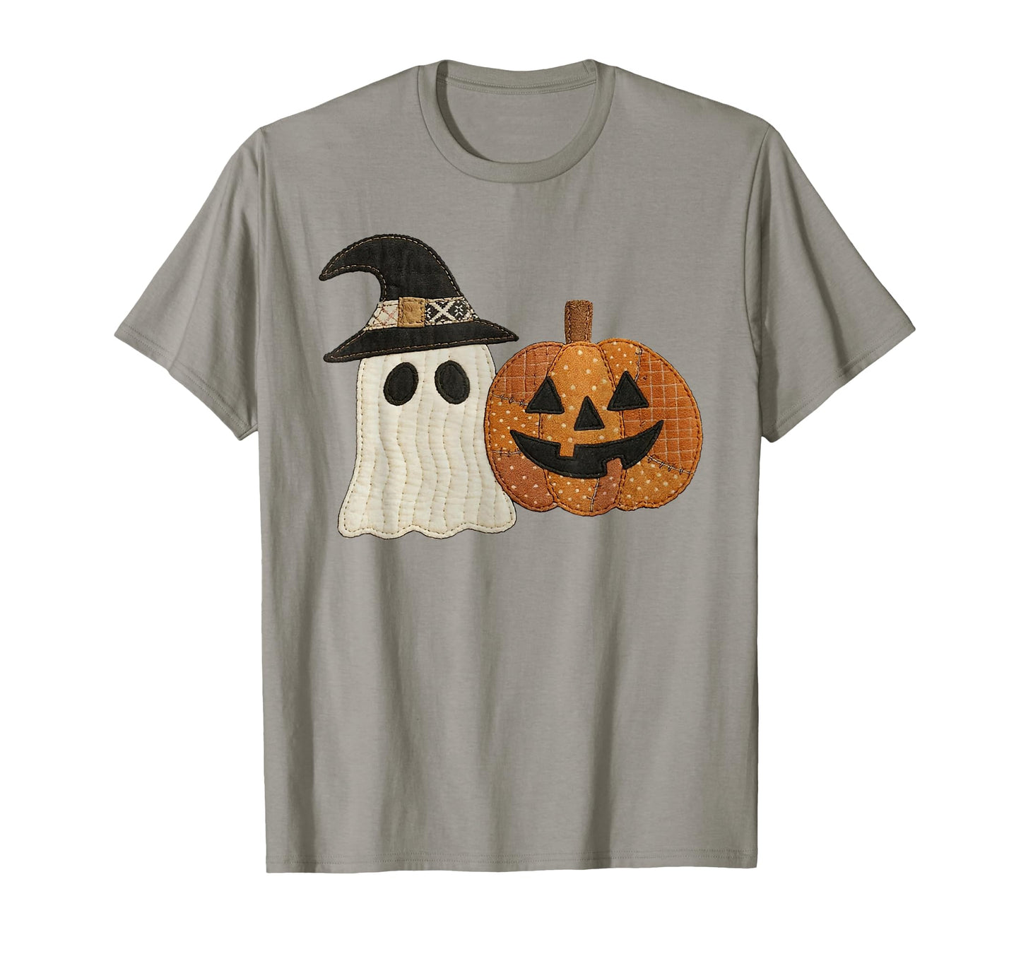 Floral Ghost Wearing Witch Hat & Jack-o'-Lantern T-Shirt