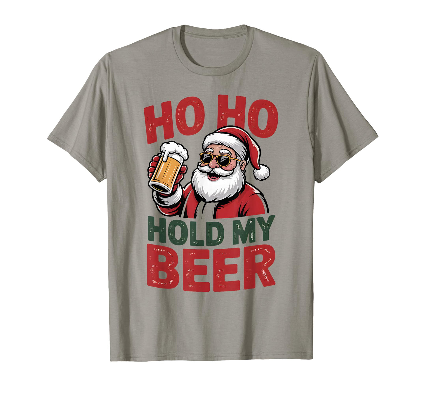 Ho Ho Hold My Beer Funny Santa Sunglasses Christmas Drinking T-Shirt