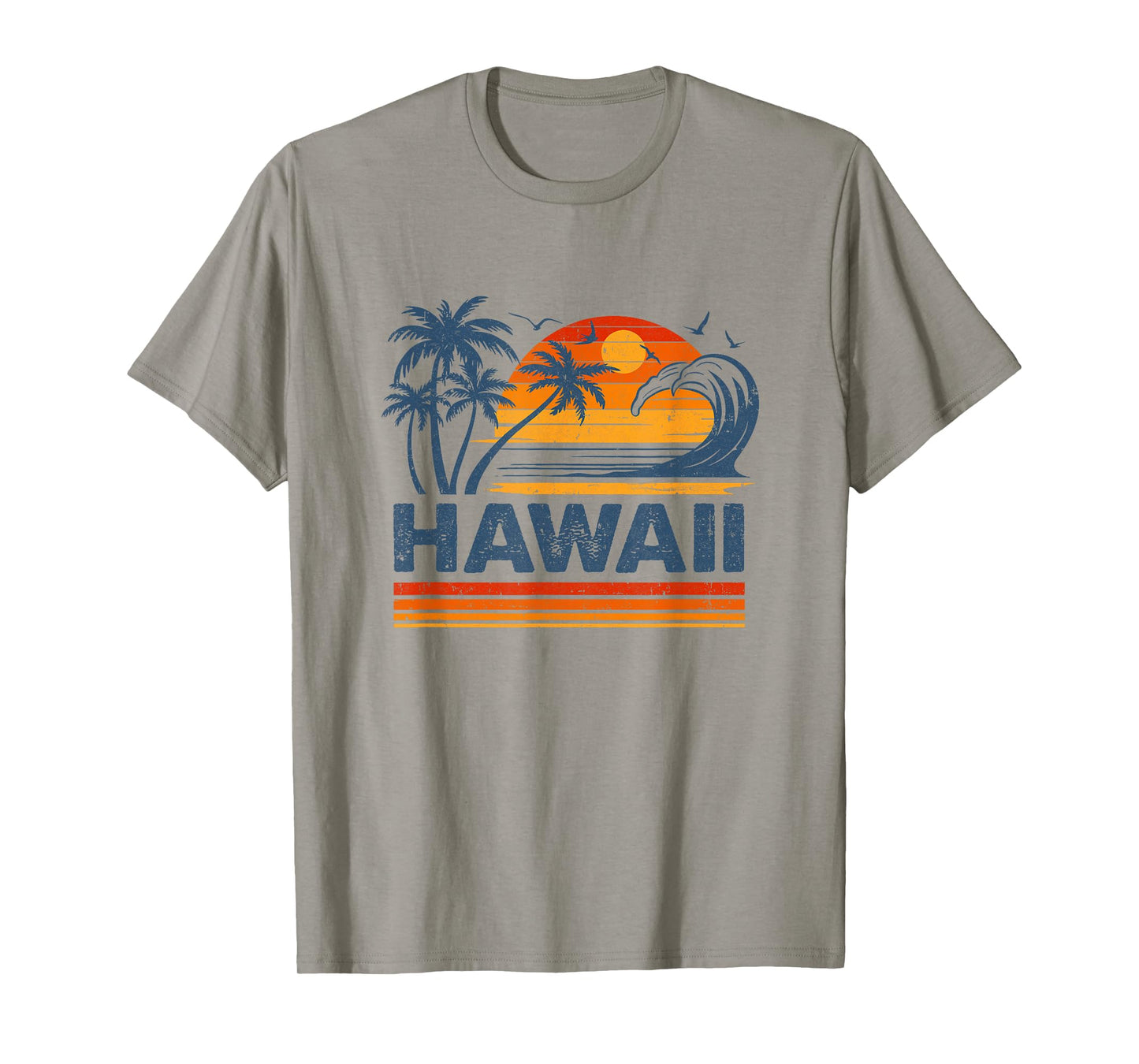 Hawaii Vacation Sunset Cute 70S Vintage Retro Beach T-Shirt