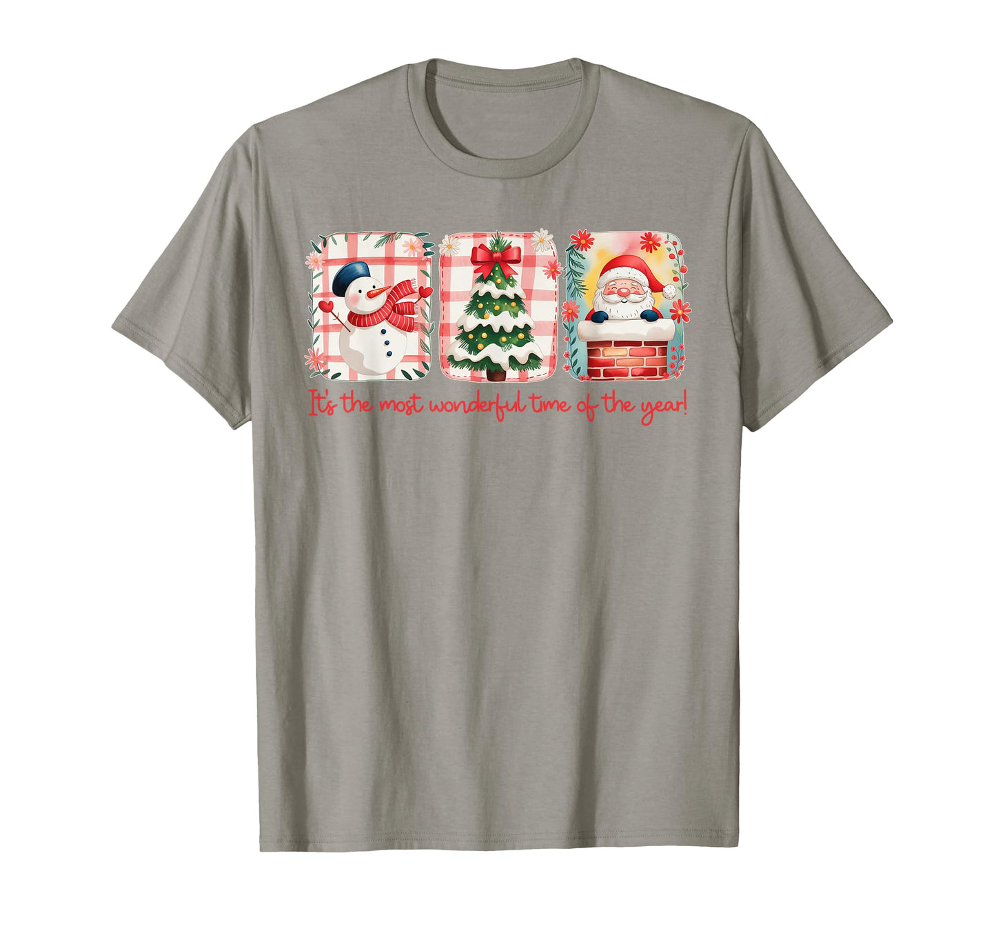 Christmas The Most Wonderful Time of The Year Plaid Snowman T-Shirt
