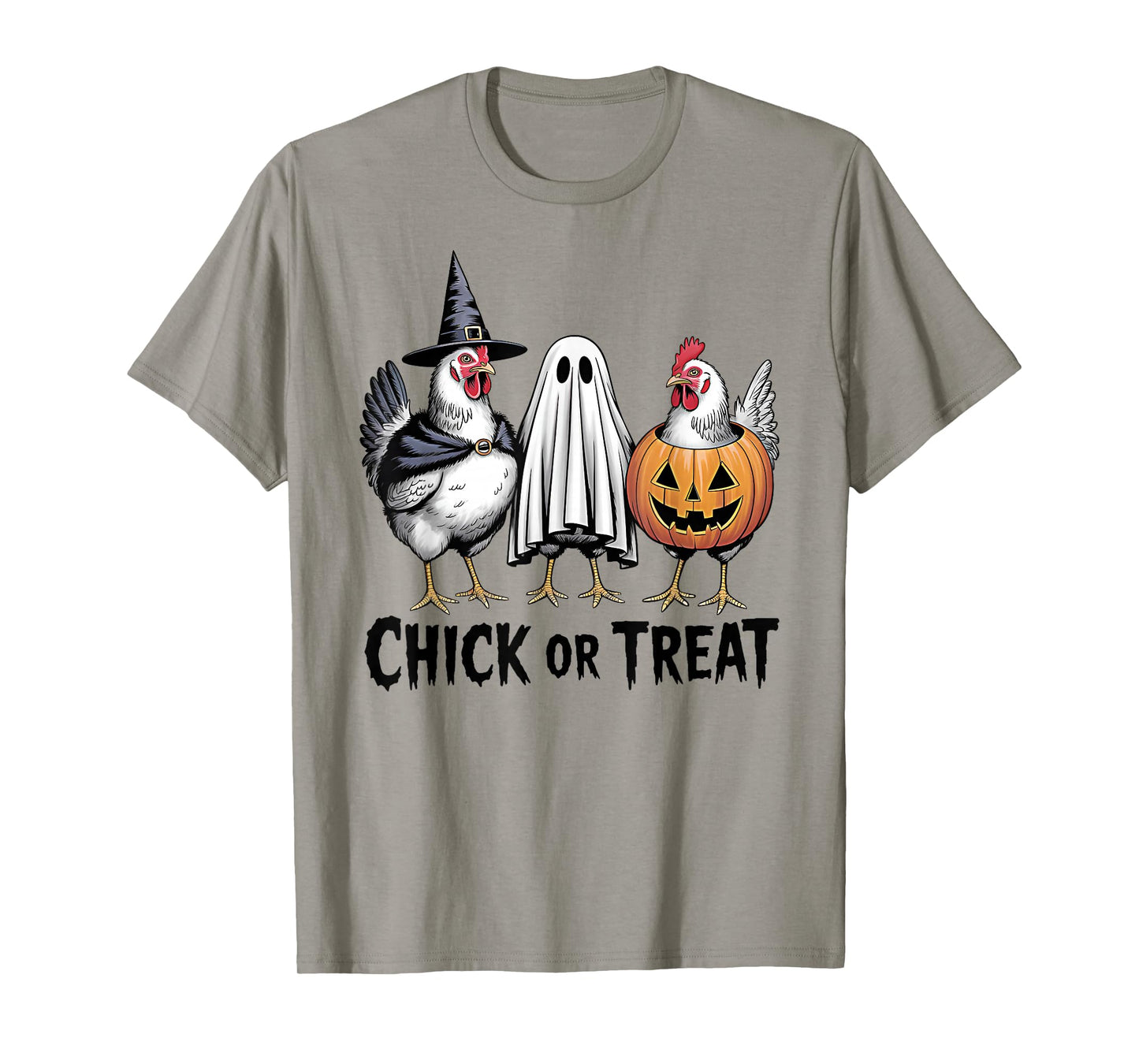 Chick Or Treat Spooky Witch Ghost Pumpkin Chicken Halloween T-Shirt