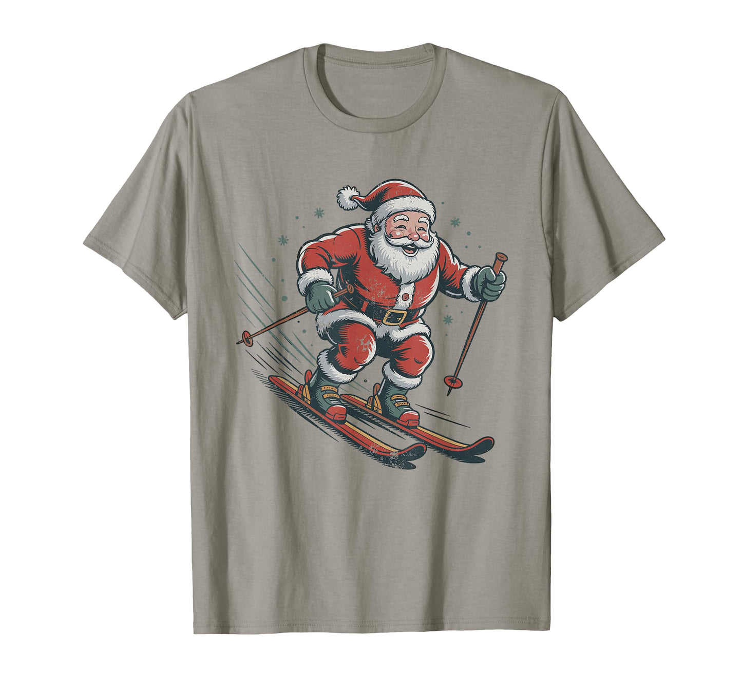 Santa Skiing Retro Vintage 90s Christmas Holiday Sports T-Shirt