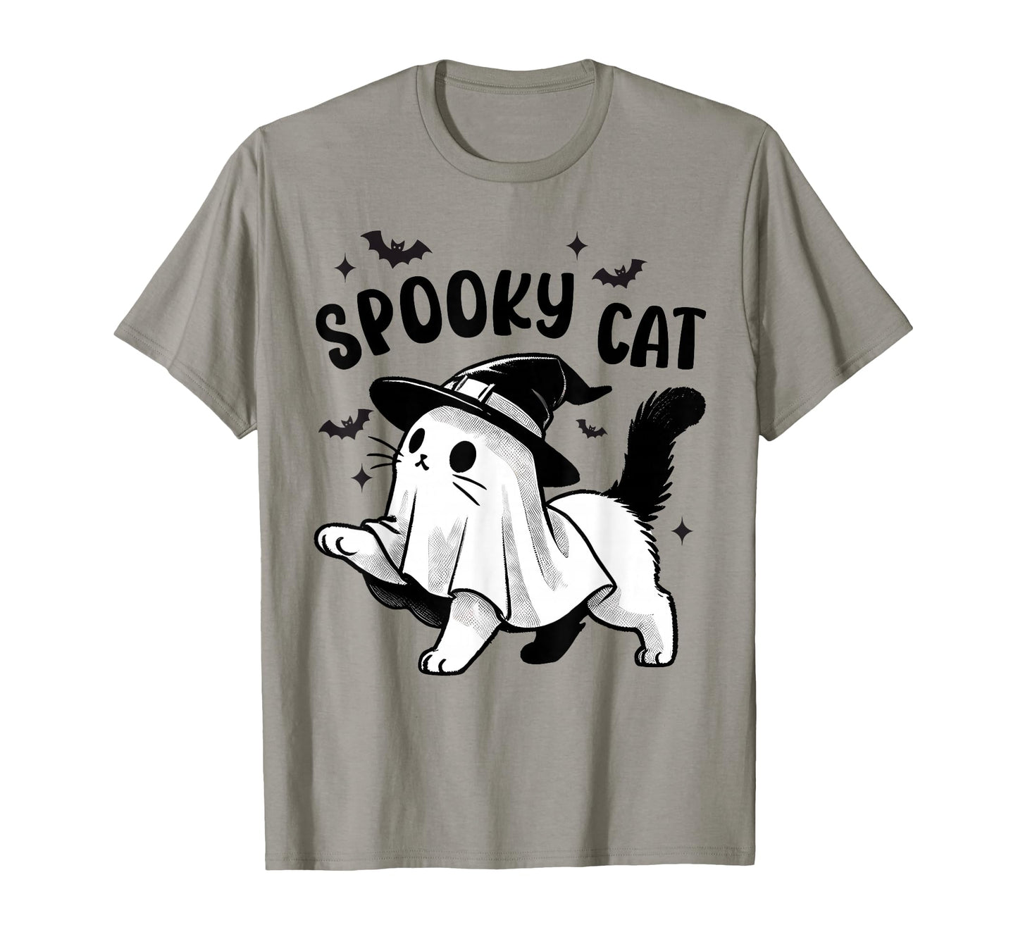 Spooky Cat Halloween Ghost Pumpkins Men Women Mom T-Shirt