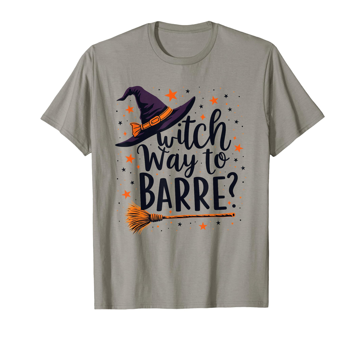 Witch Way to Barre Funny Halloween Fitness Graphic T-Shirt