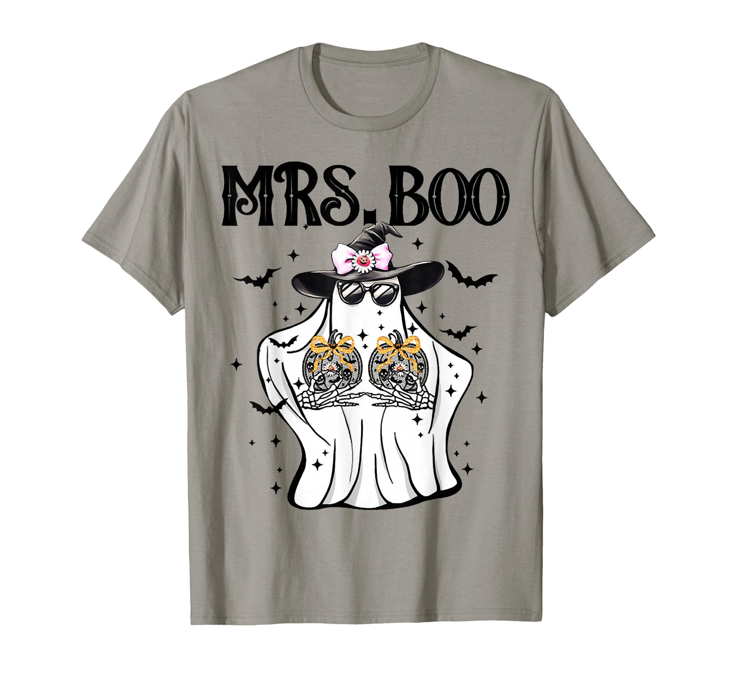 Halloween Ghost with Bows and Witch Hat, Mrs. Boo Halloween T-Shirt