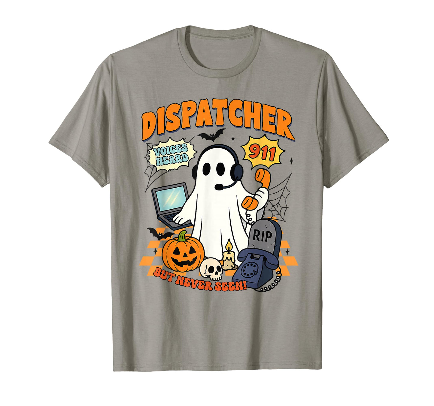 Halloween Vibes Spooky Season Dispatcher 911 Boo Ghost T-Shirt